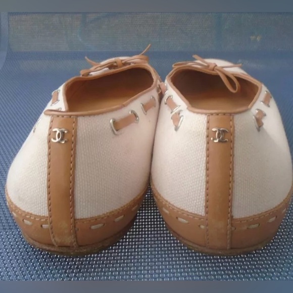 Chanel Vintage Canvas/Leather Flats size 39 - Picture 1 of 10